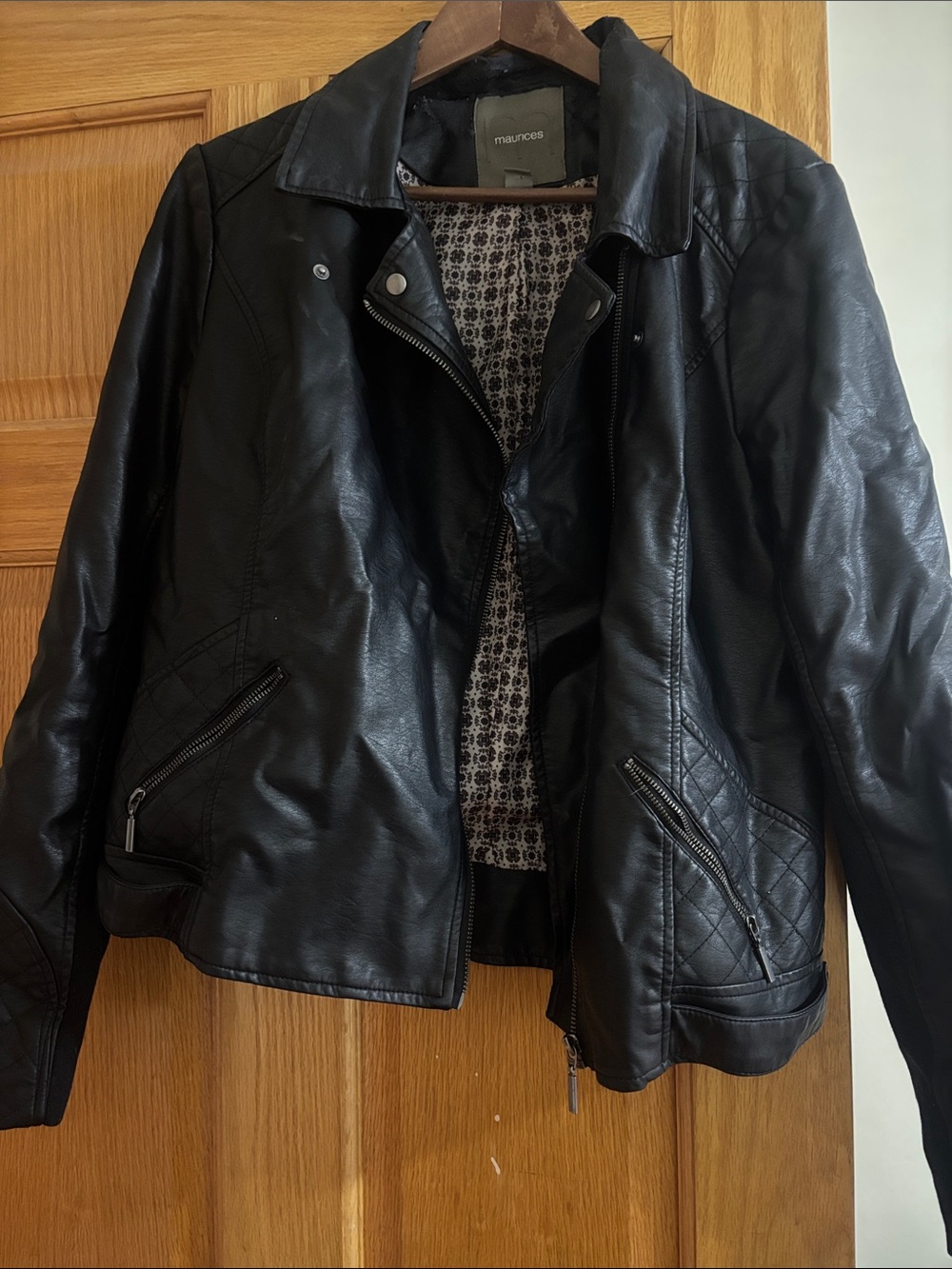 Maurices Black Faux Leather Biker Jacket